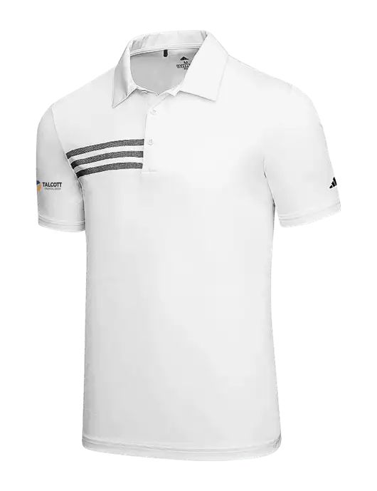 Adidas White 3 Stripes Chest Polo w/Talcott Logo