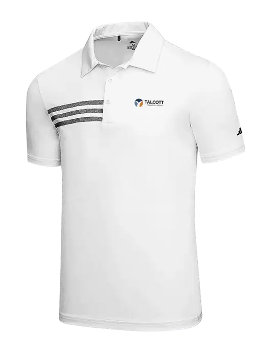 Adidas White 3 Stripes Chest Polo w/Talcott Logo