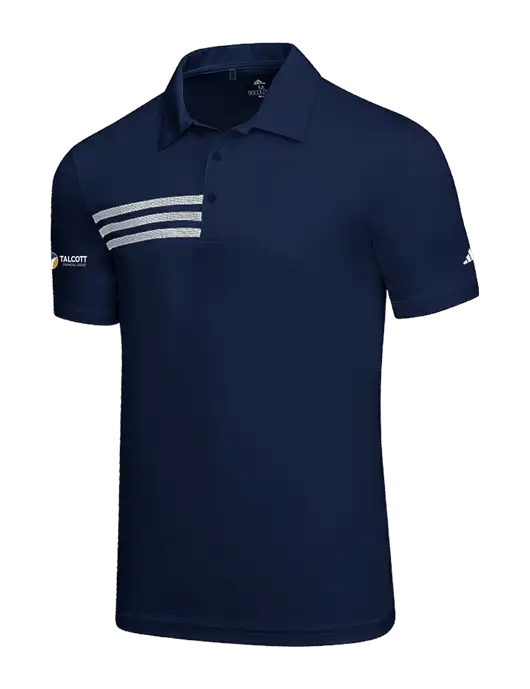 Adidas Navy 3 Stripes Chest Polo w/Talcott Logo