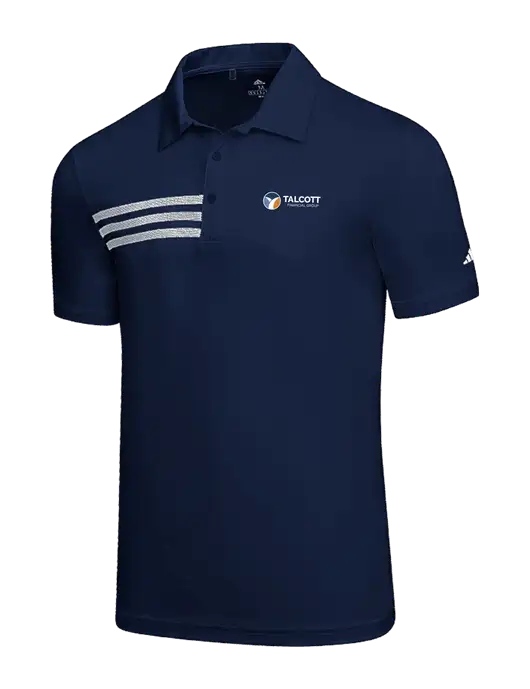 Adidas Navy 3 Stripes Chest Polo w/Talcott Logo