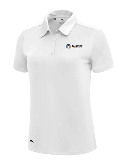 Adidas White Womens Ultimate Solid Polo w/Talcott Logo