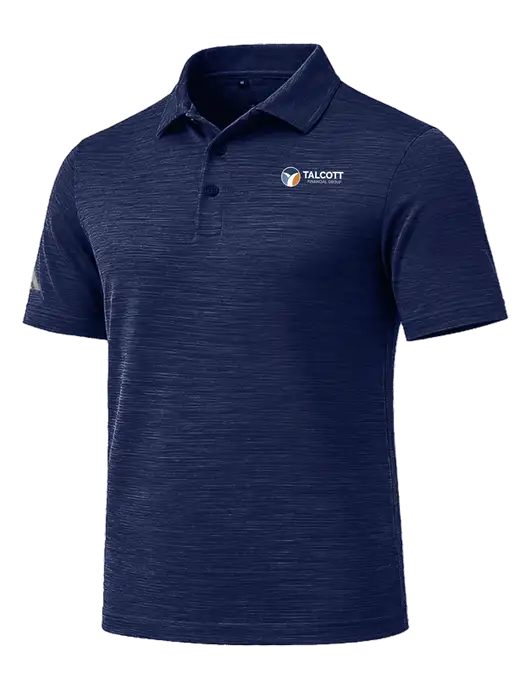 Adidas Navy Textured Stripe Polo w/Talcott Logo