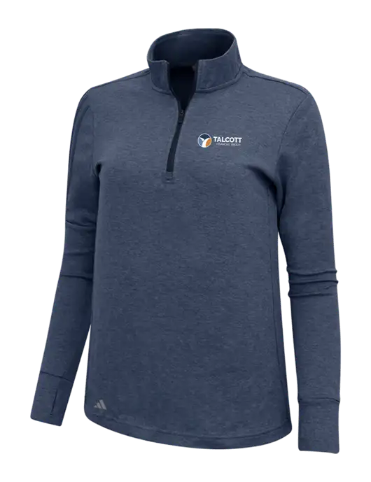 Adidas Navy Melange Womens 3 Stripes Quarter Zip Sweater w/Talcott Logo