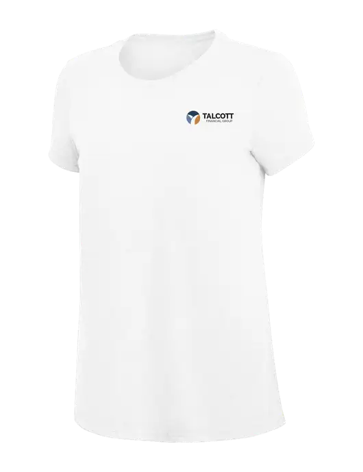 Womens Simply Soft White 4.5oz Poly/Combed Ring Spun Cotton T-Shirt
 w/Talcott Logo
