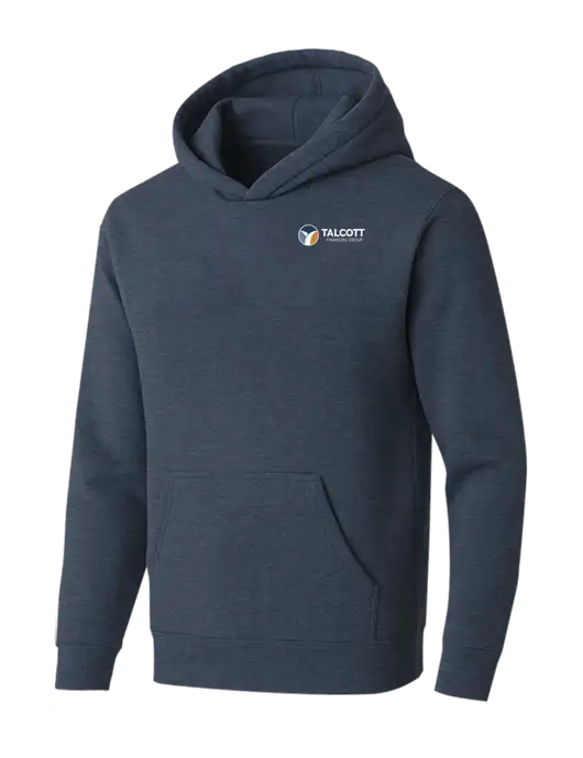 BELLA+CANVAS Heather Navy Sponge Fleece Pullover Hoodie w/Talcott Logo