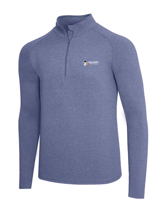 Navy Heather Sport Wick Stretch 1/4 Zip Pullover w/Talcott Logo