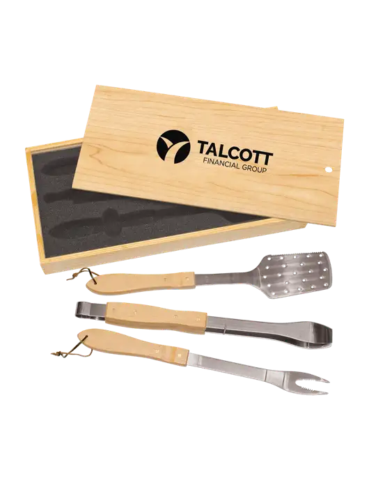 Wood BBQ Gift Set w/Talcott Logo