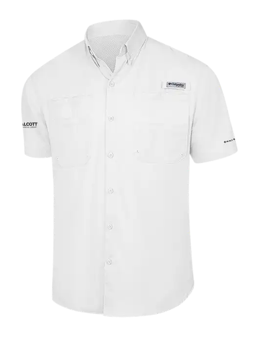Columbia White PFG Tamiami II Short Sleeve Shirt w/Talcott Logo