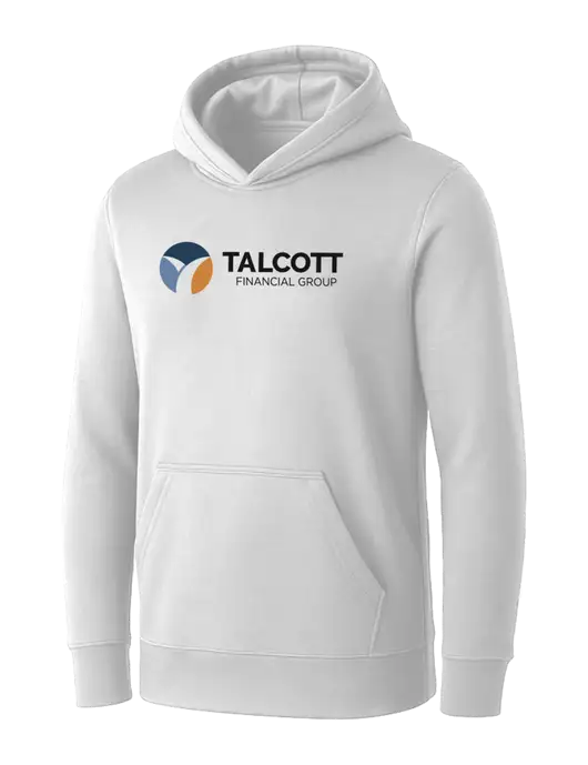 Womens White Core Fleece Pullover Hooded Sweatshirt w/Talcott Logo