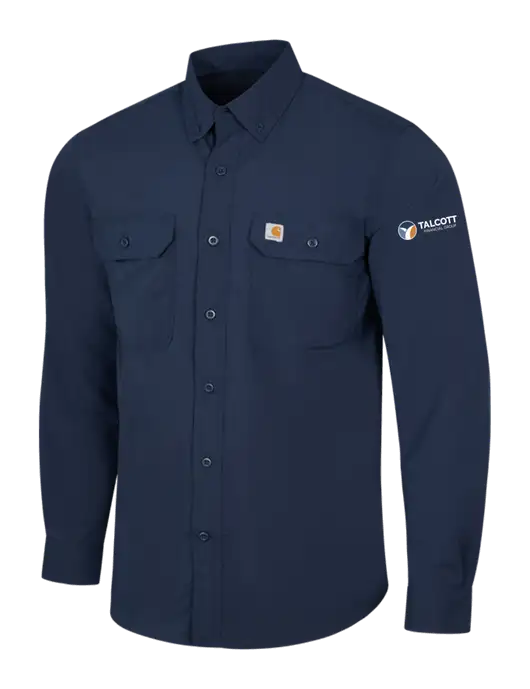 Carhartt Force Navy Long Sleeve Shirt w/Talcott Logo