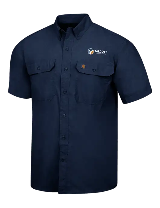Carhartt Force Navy Solid Short Sleeve Shirt w/Talcott Logo