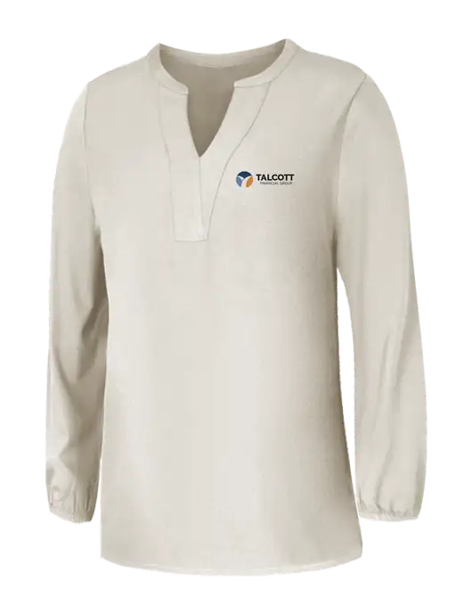 Mercer+Mettle Womens Ivory Stretch Crepe 3/4 Sleeve Blouse w/Talcott Logo
