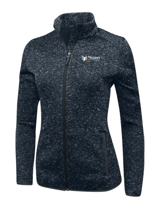 Navy Heather Womens Sweater Fleece Jacket w/Talcott Logo