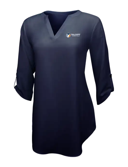 Navy Womens 3/4 Sleeve Tunic Blouse w/Talcott Logo