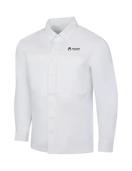 White Long Sleeve UV Daybreak Shirt w/Talcott Logo