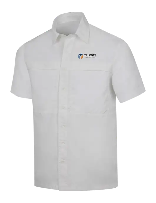 White Short Sleeve UV Daybreak Shirt w/Talcott Logo