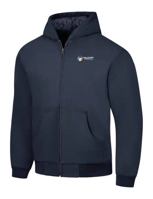 CornerStone Navy Duck Cloth Hooded Work Jacket w/Talcott Logo