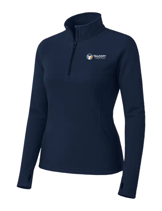Navy Womens Sport Wick Stretch 1/4 Zip Pullover w/Talcott Logo
