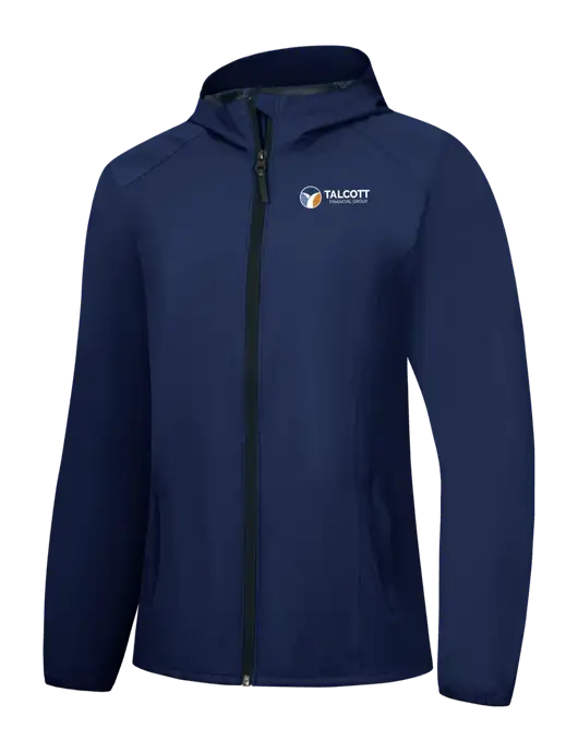 Womens Navy Essential Rain Jacket w/Talcott Logo