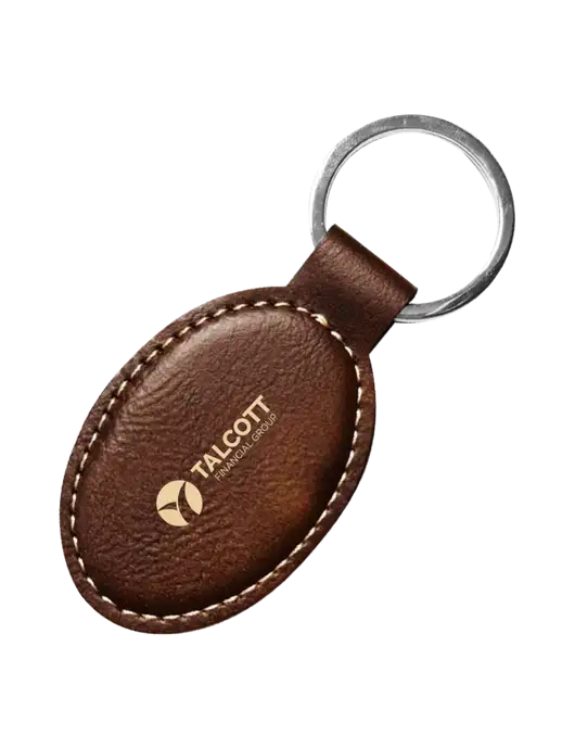 Rustic Leatherette Oval Keychain w/Talcott Logo