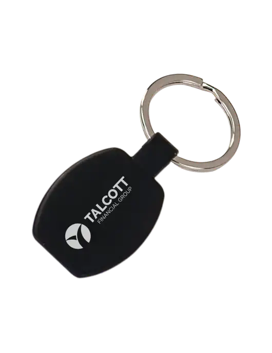 Black Laserable Rounded Rectangle Keychain w/Talcott Logo