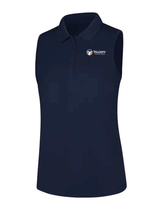 Womens Navy Dry Zone UV Micro-Mesh Sleeveless Polo w/Talcott Logo
