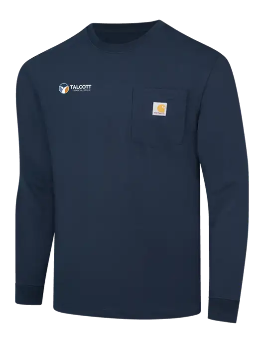 Carhartt Navy Workwear Pocket Long Sleeve T-Shirt w/Talcott Logo