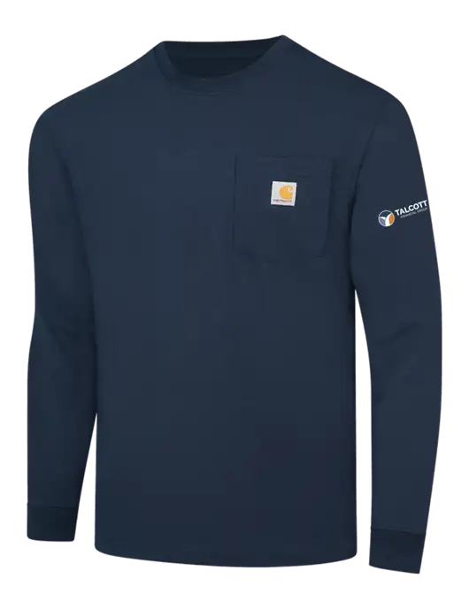 Carhartt Navy Workwear Pocket Long Sleeve T-Shirt w/Talcott Logo