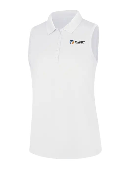 Womens White Dry Zone UV Micro-Mesh Sleeveless Polo w/Talcott Logo