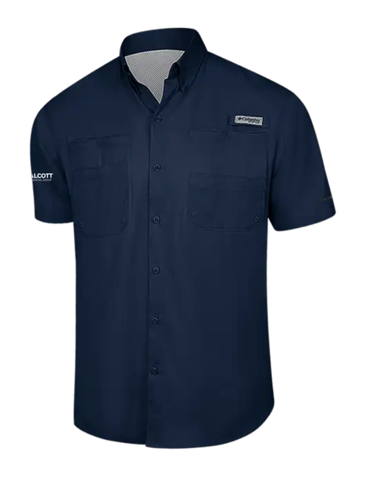 Columbia Navy PFG Tamiami II Short Sleeve Shirt w/Talcott Logo