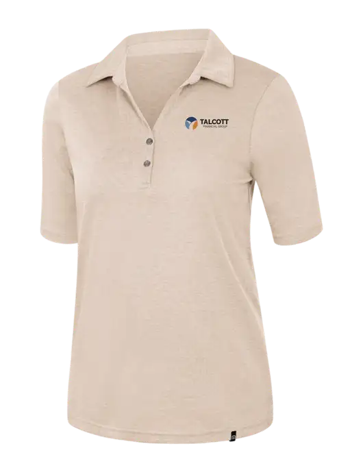 TravisMathew Womens Light Tan Heather Sunsetters Polo w/Talcott Logo