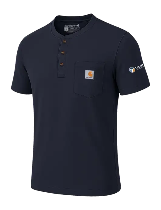 Carhartt Navy Short Sleeve Henley Shirt w/Talcott Logo