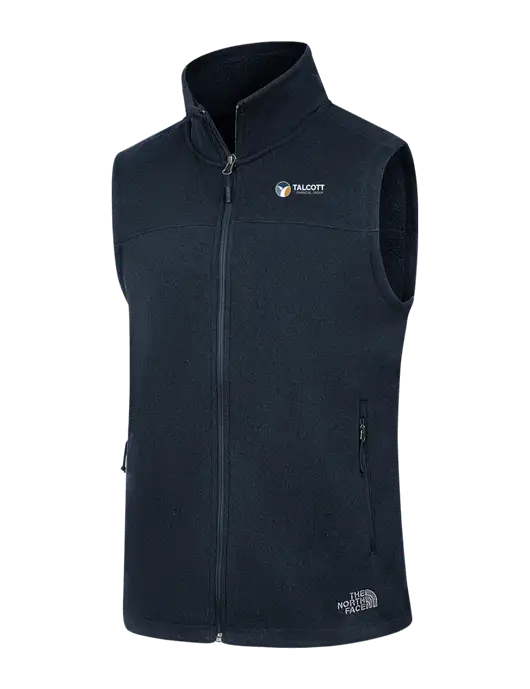 North Face Navy Heather Sweater Fleece Vest w/Talcott Logo