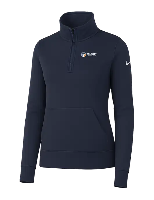 Nike Womens Dark Navy Club Fleece Sleeve Swoosh 1/2-Zip w/Talcott Logo
