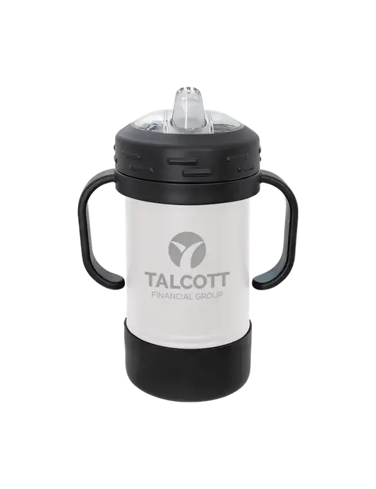 Polar Camel 10 oz Powder Coated White Sippy Cup w/Talcott Logo