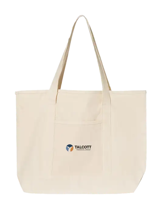 Natural Large Canvas Deluxe Tote w/Talcott Logo