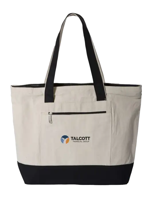Natural/Black Zippered Tote  w/Talcott Logo