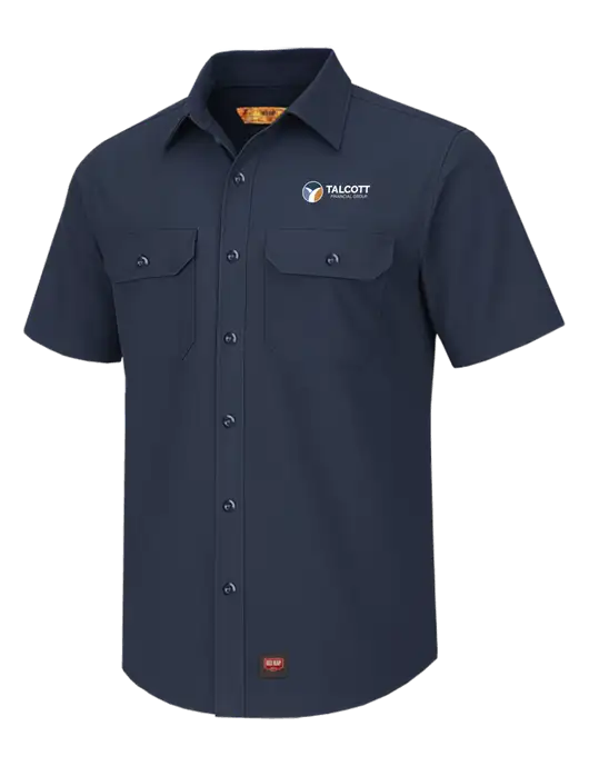 Red Kap Navy Short Sleeve Solid Ripstop Shirt w/Talcott Logo