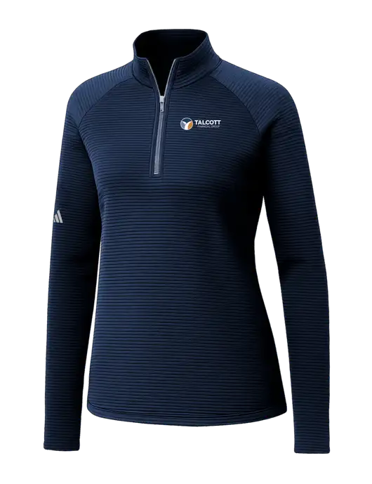 Adidas Womens Navy Spacer Quarter-Zip Pullover  w/Talcott Logo