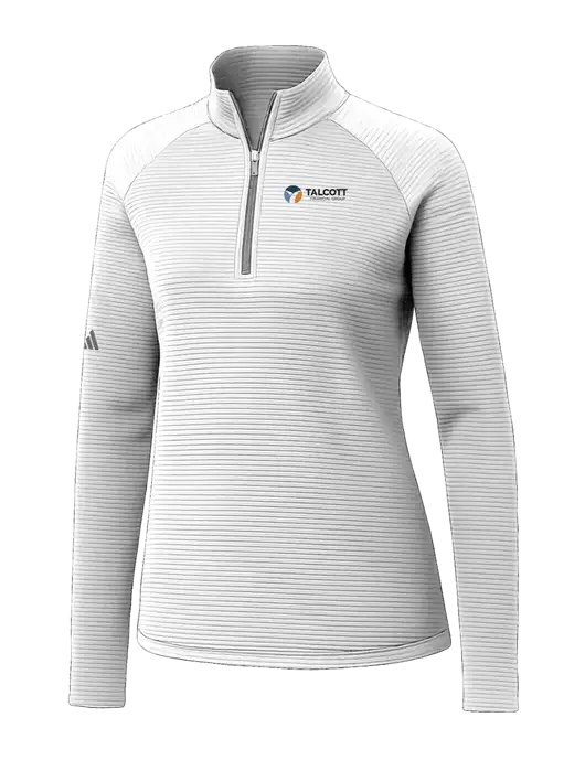 Adidas Womens White Spacer Quarter-Zip Pullover  w/Talcott Logo