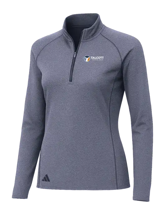 Adidas Womens Navy Melange Space Dyed Quarter-Zip Pullover  w/Talcott Logo