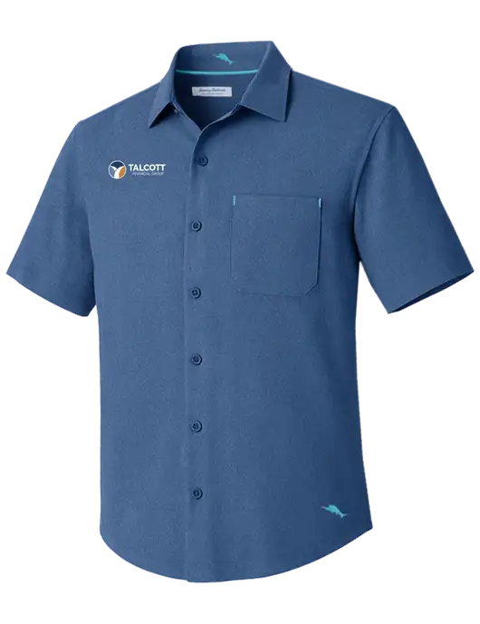 Tommy Bahama Light Navy Sandy Point Short Sleeve Shirt w/Talcott Logo