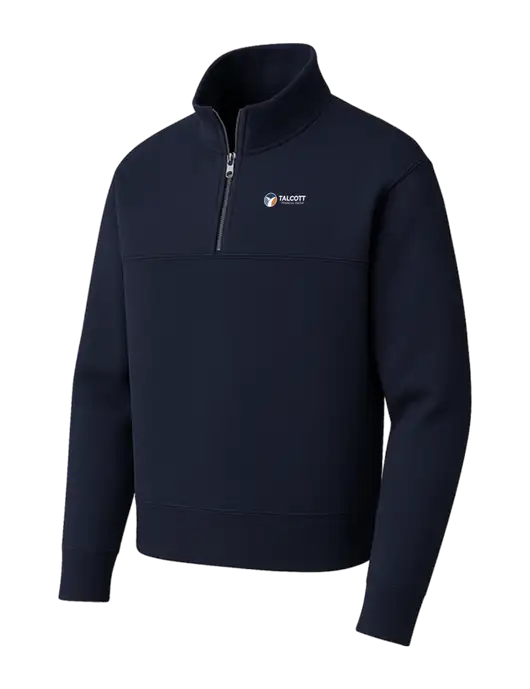 Mercer+Mettle Dark Navy Linear Texture Quarter Zip w/Talcott Logo