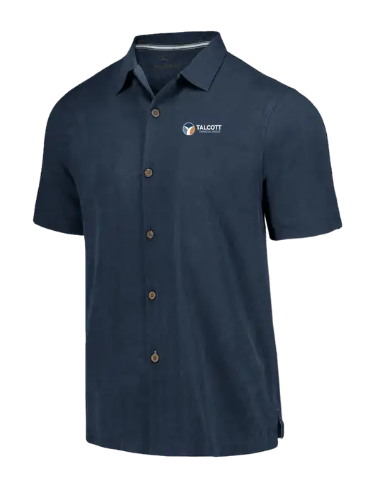 Tommy Bahama Navy Tropic Isles Short Sleeve Shirt w/Talcott Logo