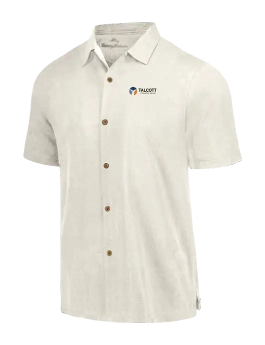 Tommy Bahama Ivory Tropic Isles Short Sleeve Shirt w/Talcott Logo
