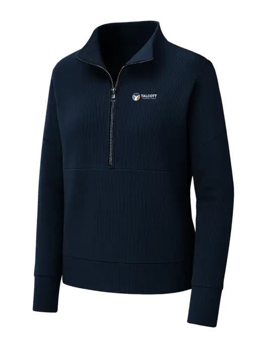 Mercer+Mettle Womens Dark Navy Linear Texture Quarter Zip w/Talcott Logo