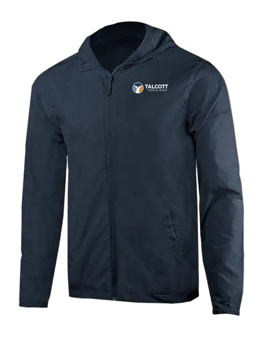 Rainy Day Ultra Lightweight Navy Windbreaker Full-Zip Jacket w/Talcott Logo