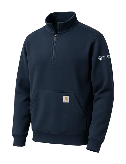 Carhartt Dark Navy Midweight 1/4-Zip Mock Neck Sweatshirt w/Talcott Logo