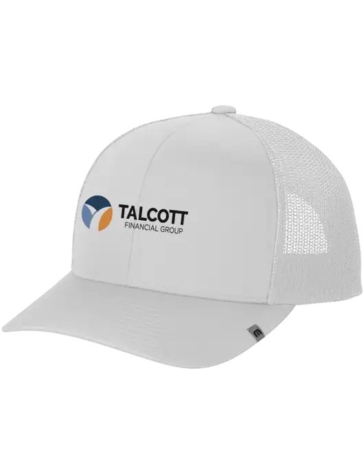 TravisMathew White Cruz Trucker Cap w/Talcott Logo