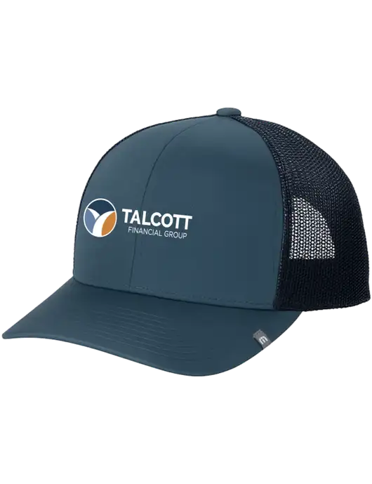 TravisMathew Dark Slate Blue Cruz Trucker Cap w/Talcott Logo
